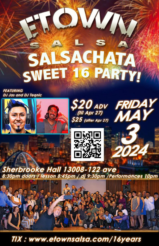 SALSA & BACHATA SOCIAL NIGHT "ETOWN 16 Year Celebration Party! in Events in Edmonton