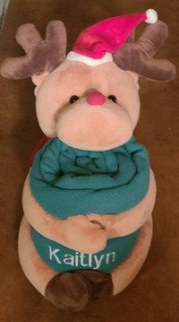 Kaitlyn reindeer teddy blanket holder stuffy