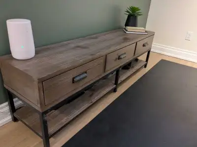  coffee table, media/TV bench and end tables, View more