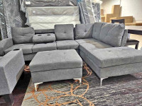 High Quality Fabric Sofa With Storage Ottoman.