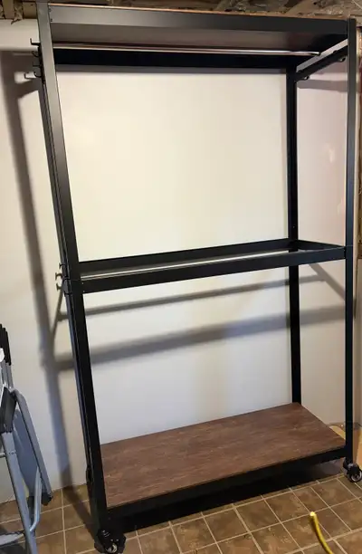 Large Heavy Duty Double Garment Rack On Casters., View more