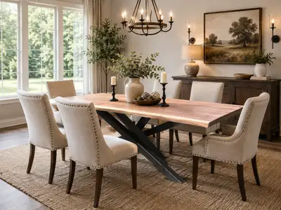 Handcrafted Live Edge Black Walnut Dining Table, View more