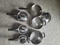 Ten piece Set of Meyer's Stainless steel Pots and Pans