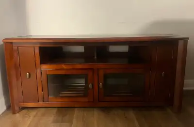 60” Cherry Wood TV Stand / Media Console, View more