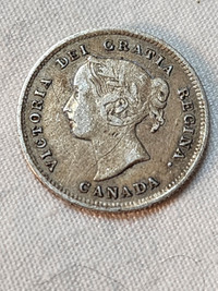 ** 1891 Silver 5 Cent Coin Canada