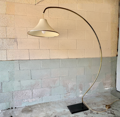 Brass Arc Floor Lamp With Acrylic Shade, 1980s, View more