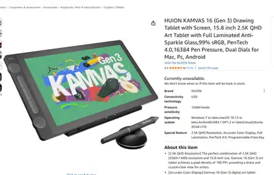 HUION KAMVAS 16 (Gen 3) Drawing Tablet with Screen, View more