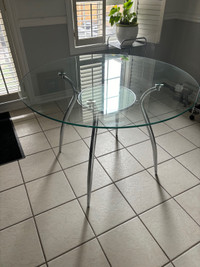 Glass & Chrome Round Dining Table