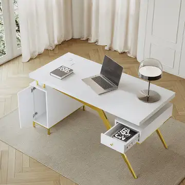 Sophie Common Luxury White Office Desk with Charging Station , View more