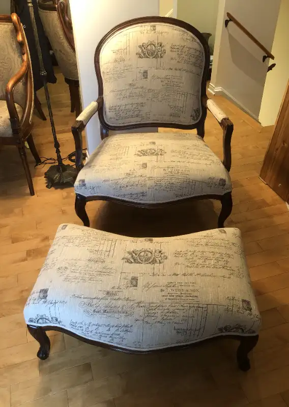 French Style Arm Chair with Ottoman. Made in Canada!62863282162562122