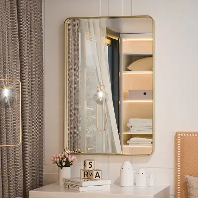 24 x 36 Inch Vanity Mirror, Brushed Gold Farmhouse Mirror, View more