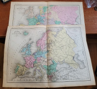 Antique Late 1800s Atlas Map of Europe (French)