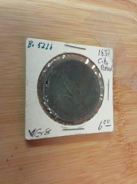 1837 city period one penny Vg-8 B-5216 token