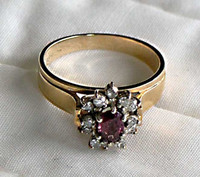 Ladies 14 Kt Gold Diamond Natural Ruby Ring (Certificate)