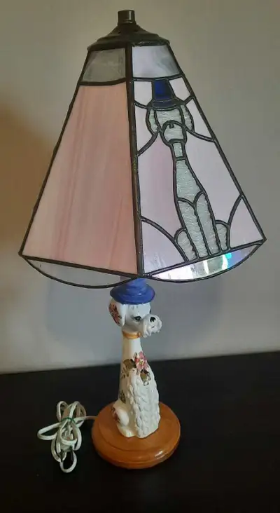 Vintage 1960's Japanese ceramic base lamp. Heartwarming beauty. Please note small crack on top of sh...
