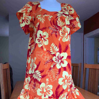 Vintage Ali’i Hawaiian Dress - Bright Orange, size large