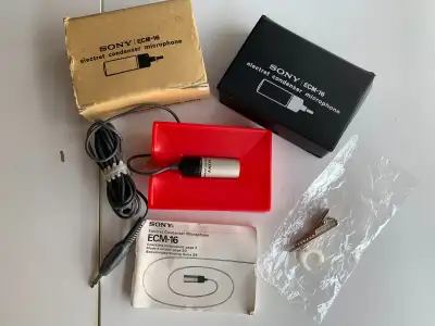 Sony ECM-16 Electret Condenser Lavalier Microphone Set–(New Batt, View more