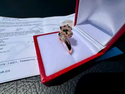 #859 - 14kt Rose Gold, EFFY Panther Ring Size 7, View more