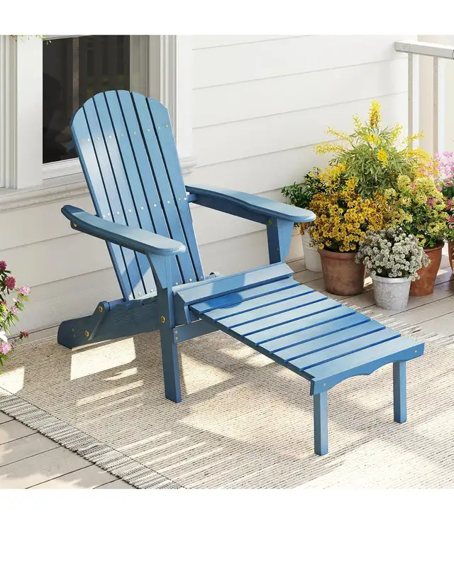 Wooden Outdoor Folding Adirondack Chair with Ottoman, Pre-Assemb in Patio & Garden Furniture in Hamilton - Image 3