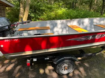 2014 Lund WC14 with a 2021 Yamaha F25 Tiller (F25SWHC) and a 2014 Shorelandr Trailer (SLB10TM) w Ton...