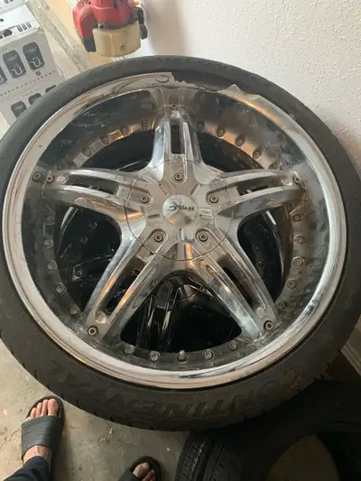 These three Dynasty chrome wheels paired with Continental ExtremeContact tires offer a stylish and a...
