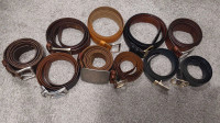Men's belts, black and brown in good condition.