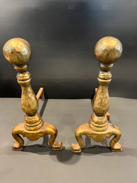 Fireplace brass andirons