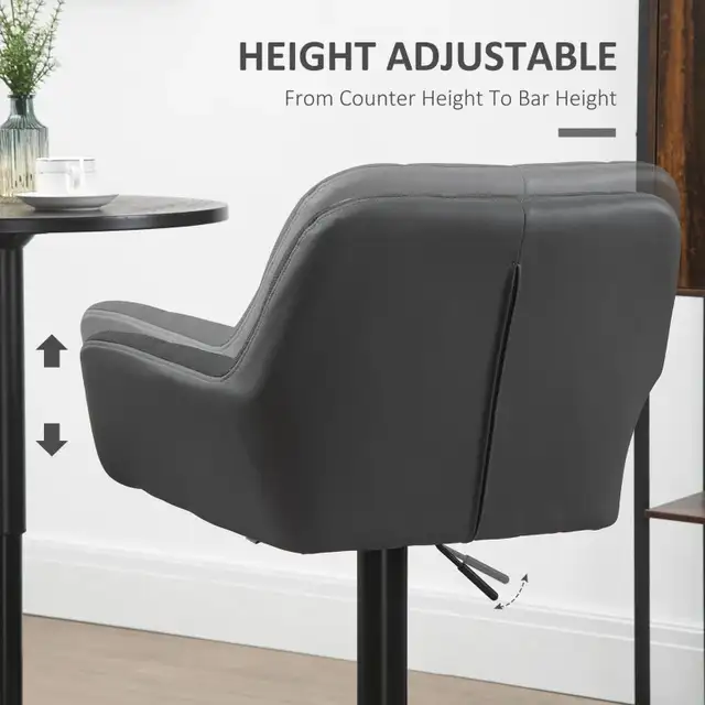 Adjustable Bar Stools with Footrest Armrests and PU Leather in Chairs & Recliners in Markham / York Region - Image 7
