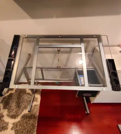 Adjustable glass drafting and drawing table, View more