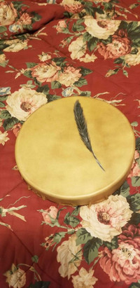 Native hand drum, 15" elk hide
