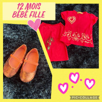 Petit lot Été 9-12 mois bébé fille baby girl summer shoes tshirt