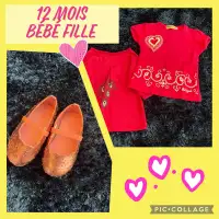 Petit lot Été 9-12 mois bébé fille baby girl summer shoes tshirt