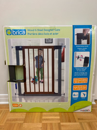 Like New Brica Wood & Steel Designer Baby Gate