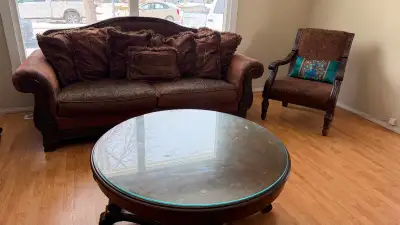 Ashley sofa with center and corner tables, View more