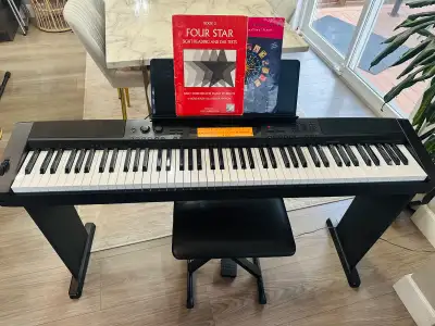 Great Sounding 88 weighted keys piano keyboard with pedal, bench, View more