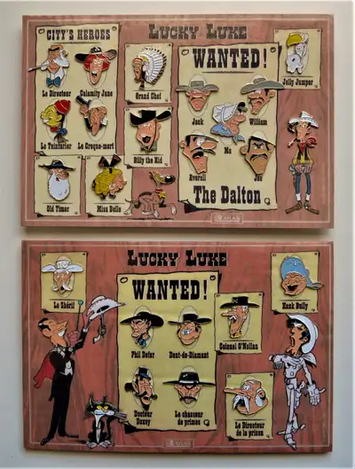 LUCKY LUKE 2 PLANCHES D'ÉPINGLETTES AVEC PRÉSENTOIRS + CADEAU, View more