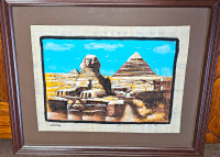 Sphinx painted on Papryus purchased in Egypt (framed in Canada)