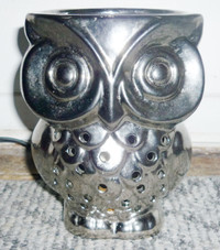 $20 Owl bird table or desk lamp silver tome ceramic porcelain