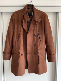 Men RW&CO Brown Peacoat - Size Small