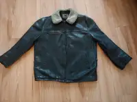Vintage Leather - Bomber style Coat - Insulated Liner
