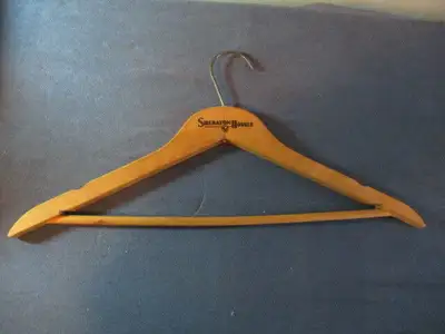 VINTAGE SHERATON HOTELS WOODEN HANGER-JACKET & PANTS-1960'S, View more