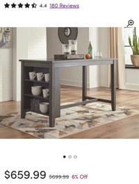 NEW Ashley Counter Height Dining Table w/ Side Storage
