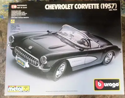 Burago 1957 Corvette Die-Cast Metal Kit 1/18 Scale METAL KIT WITH PLASTIC PARTS! New in box ( Opened...