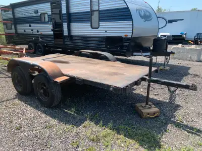** $500 FIRM ** HOMEMADE 5x11’ TRAILER • TANDEM AXLE • STAKE POCKETS • 2” COUPLER • GOOD BONES * DEC...