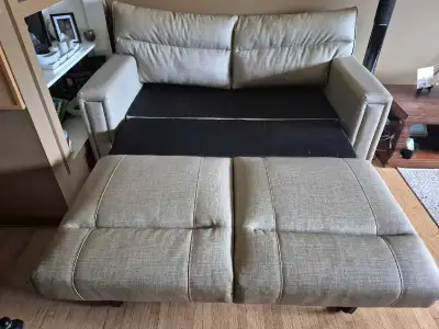 RV tri-fold sleeper sofa, high-density foam sleep surface. spacious enough to serve as an additional...