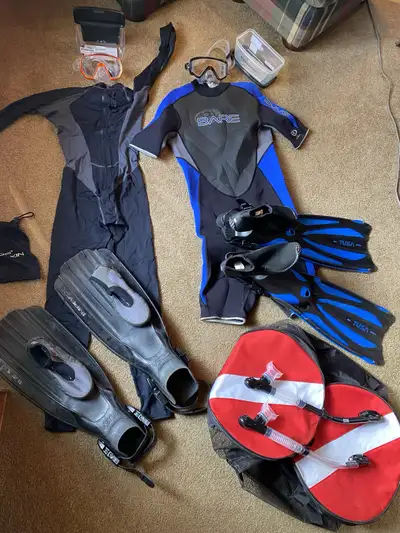 Fins, masks, snorkels, skins etc., View more