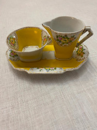 Vintage china cream & sugar set with tray--made in Japan