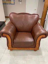 Large Vintage Leather Chair - Brown