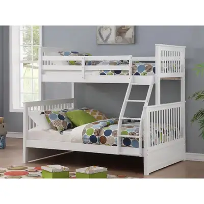 Bunk Bed B-124-W – White Wooden Twin Over Twin, View more