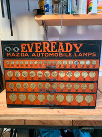 Vintage Eveready Light Bulb Display Cabinet